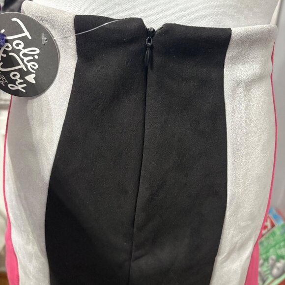 Jolie & Joy Faux Suede Womens Colorblock Mini Skirt Back Zip Closure Size M - Picture 5 of 13